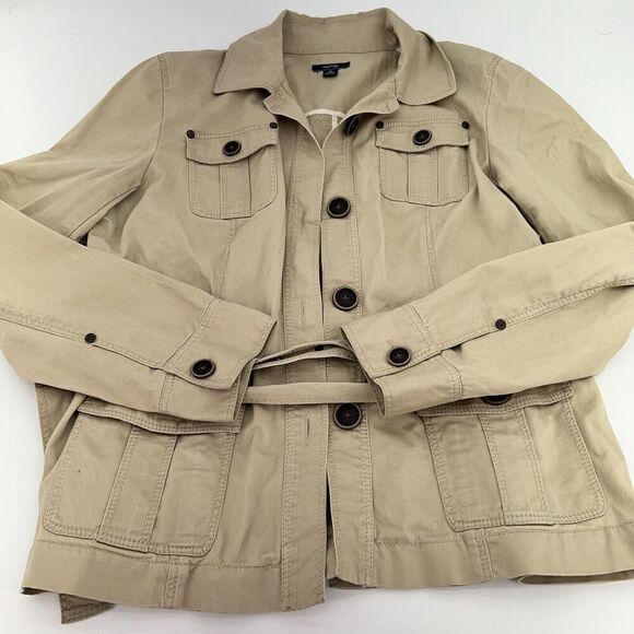 Nautica Tan Utility Jacket Belted Size 12 - Picture 1 of 5